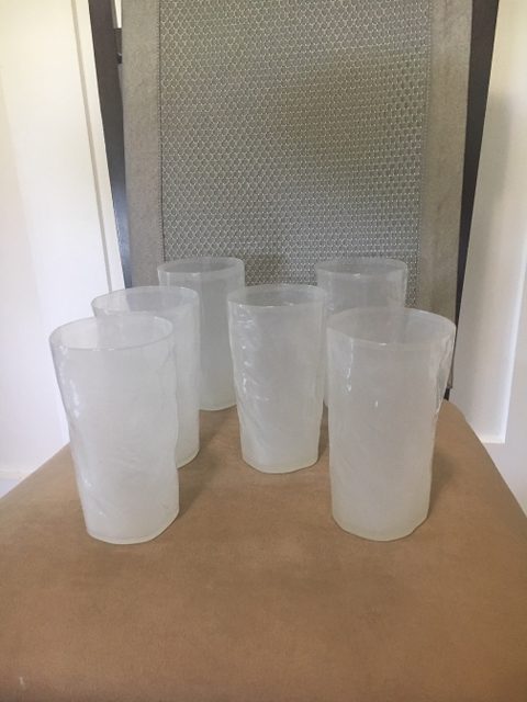 Vintage frosted white textured tumblerss